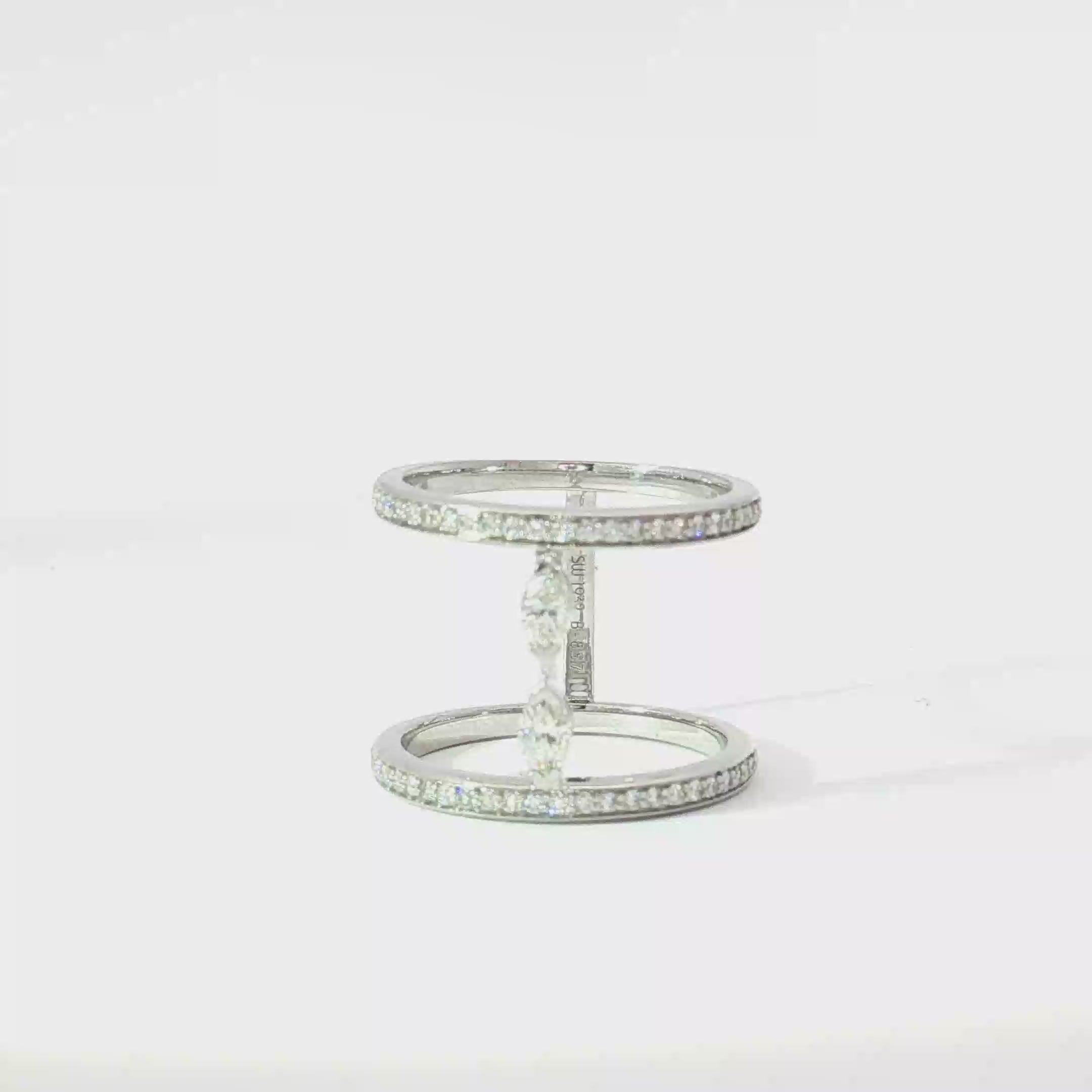 White Gold Open Double Band Marquise Diamond Ring