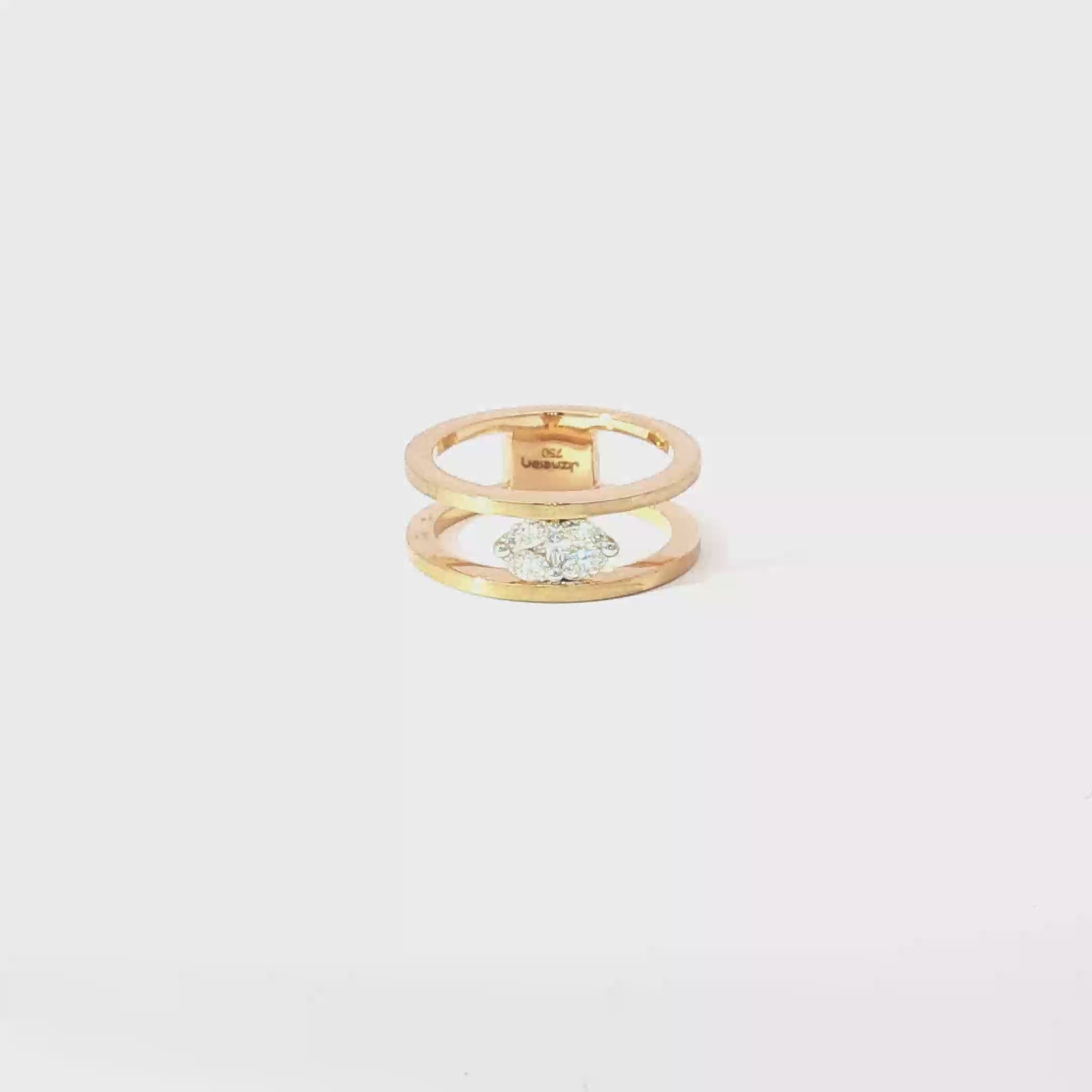 Open Band Diamond Ring in 18K Brushed Rose Gold