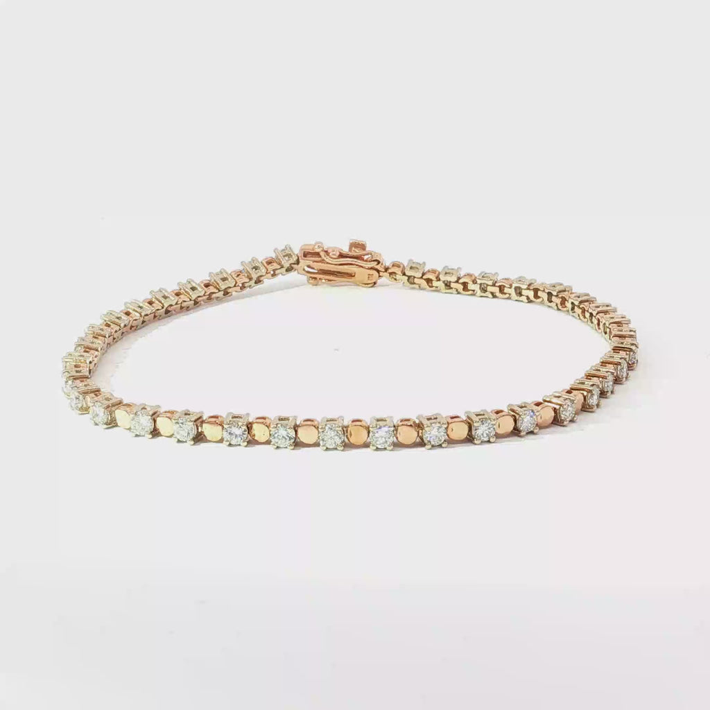 18K Rose Gold Diamond Alternating Link Tennis Bracelet