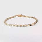 18K Rose Gold Diamond Alternating Link Tennis Bracelet
