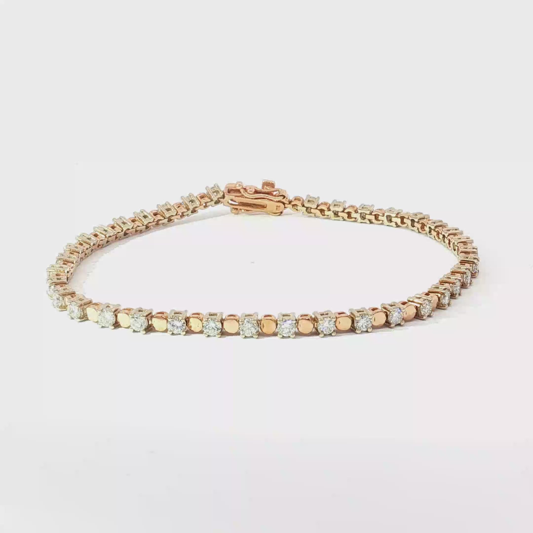 18K Rose Gold Diamond Alternating Link Tennis Bracelet