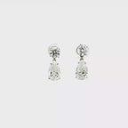 7 CTS Pear and Round Lab Diamond Drop Earrings in 14K White Gold