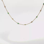14K Yellow Gold Bezel-Set Emerald Station Chain Necklace