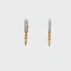 18K Rose Gold Diamond Hoop Drop Earrings