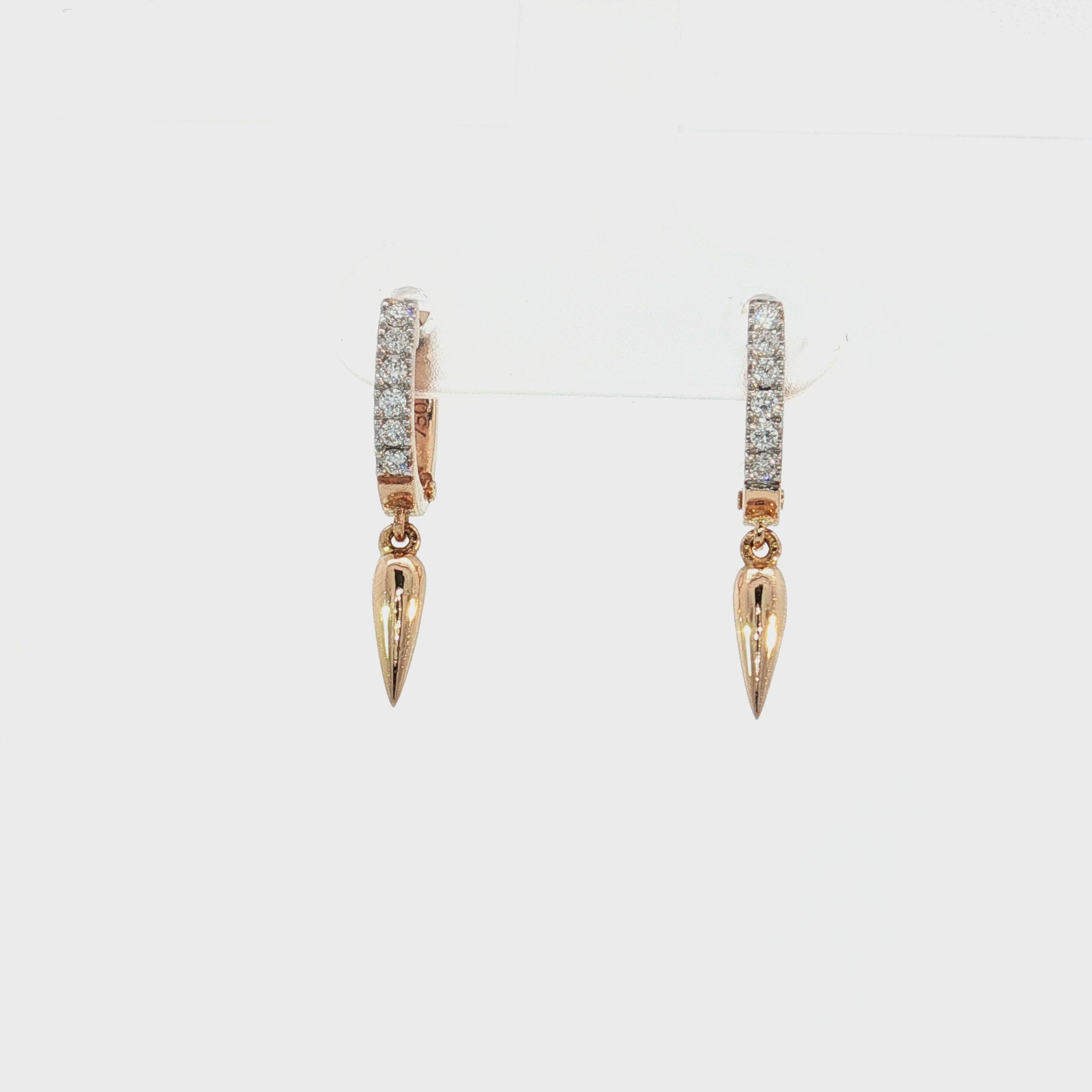 18K Rose Gold Diamond Hoop Drop Earrings