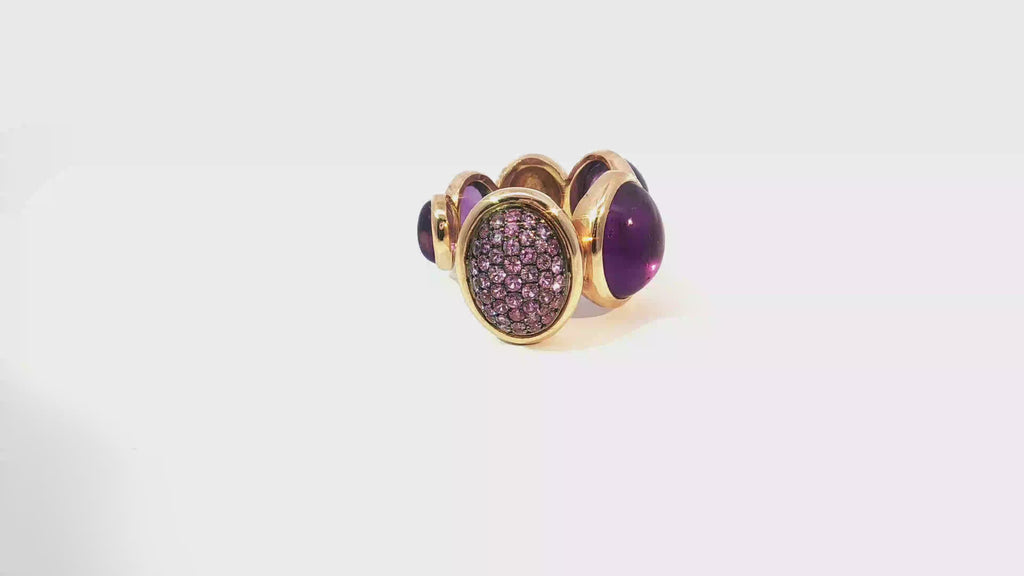Amethyst Cabochon and Pink Sapphire Cocktail Ring