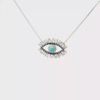 18K White Gold Turquoise Evil Eye Necklace