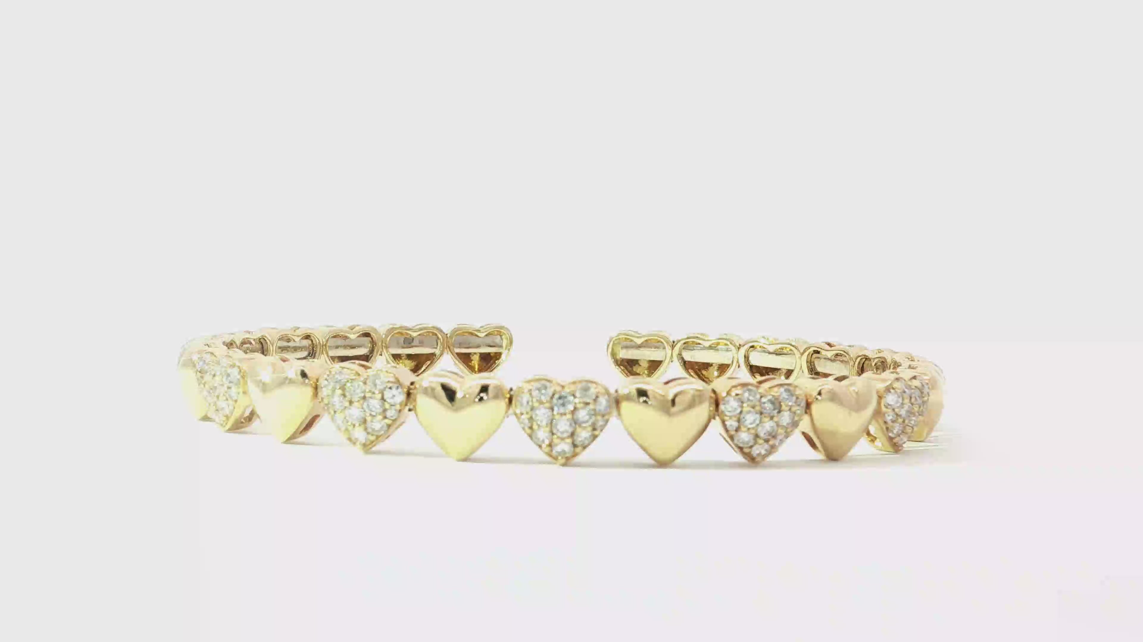 Gold Heart Diamond Bangle