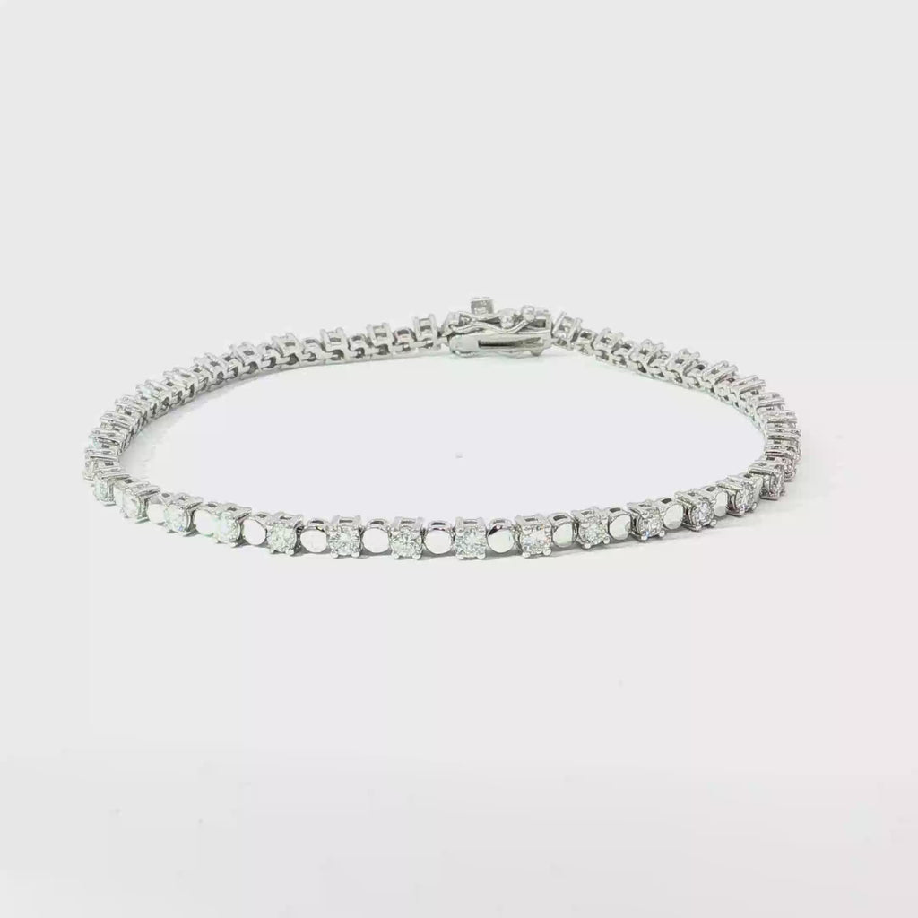 Diamond and 18K White Gold Alternating Link Tennis Bracelet