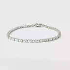 Diamond and 18K White Gold Alternating Link Tennis Bracelet