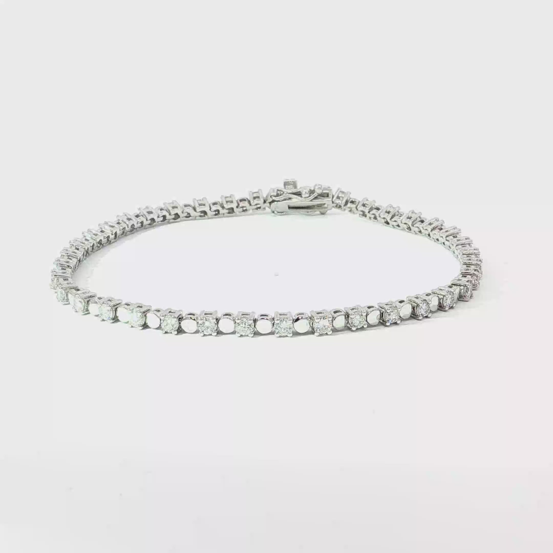 Diamond and 18K White Gold Alternating Link Tennis Bracelet
