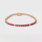 18K Rose Gold Pink Sapphire Tennis Bracelet