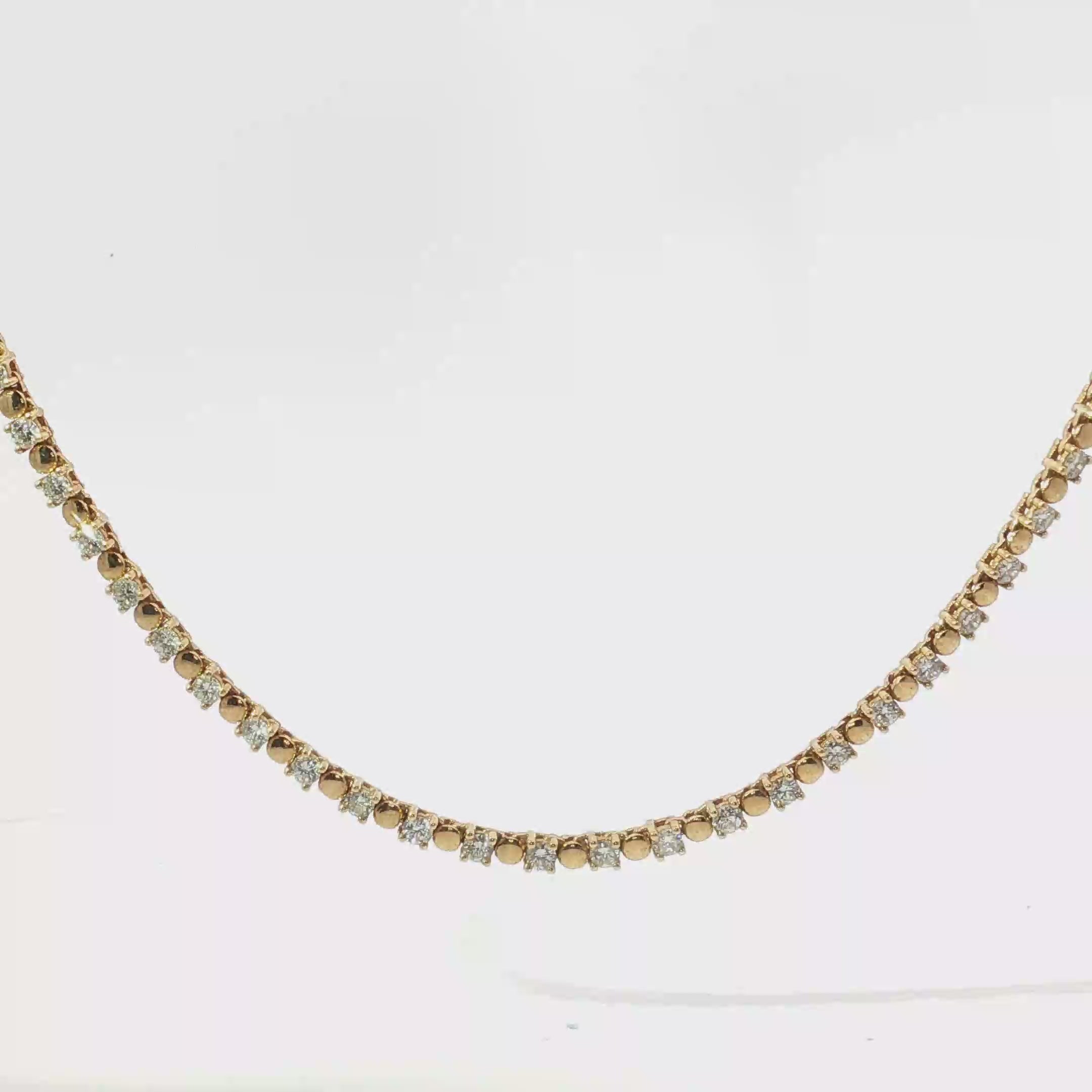 Alternating Diamond and 18K Yellow Gold Bead Necklace