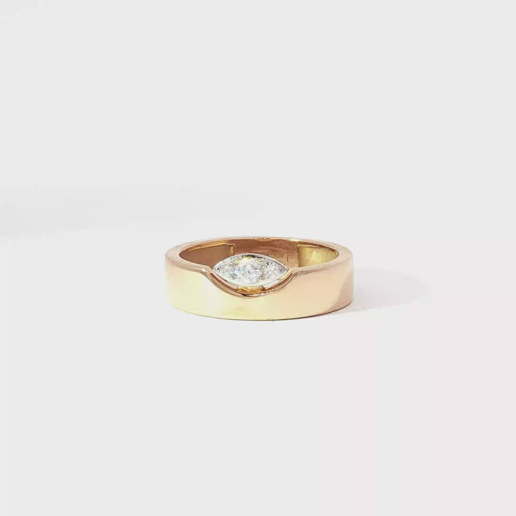 18K Rose Gold Diamond Bangle with Marquise Pavé Accent