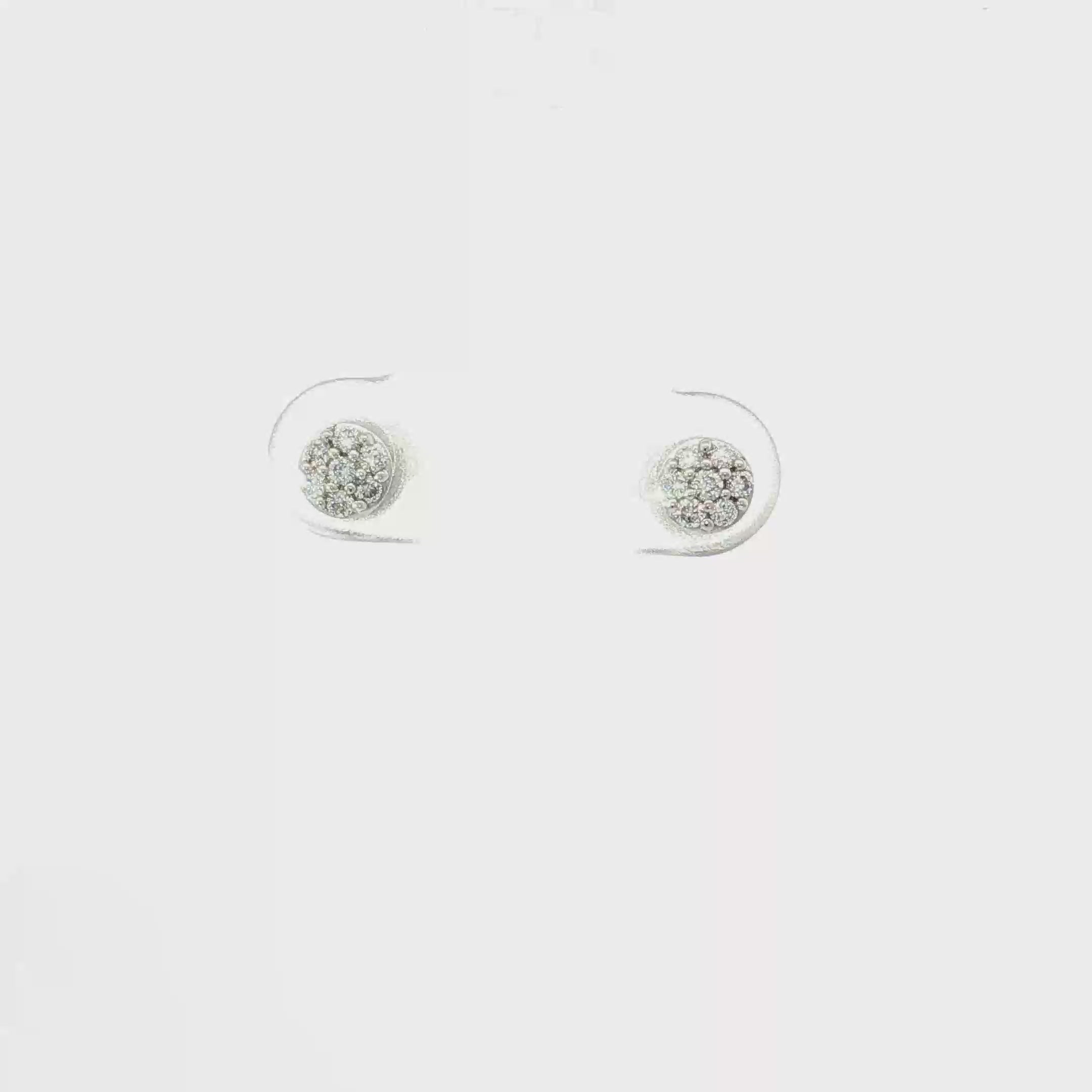 18K White Gold Diamond Cluster Stud Earrings