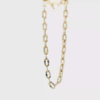 Yellow Gold Textured Elongated Link Chain Bracelet