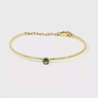 14KY Green Sapphire Bezel-Set Round Bangle