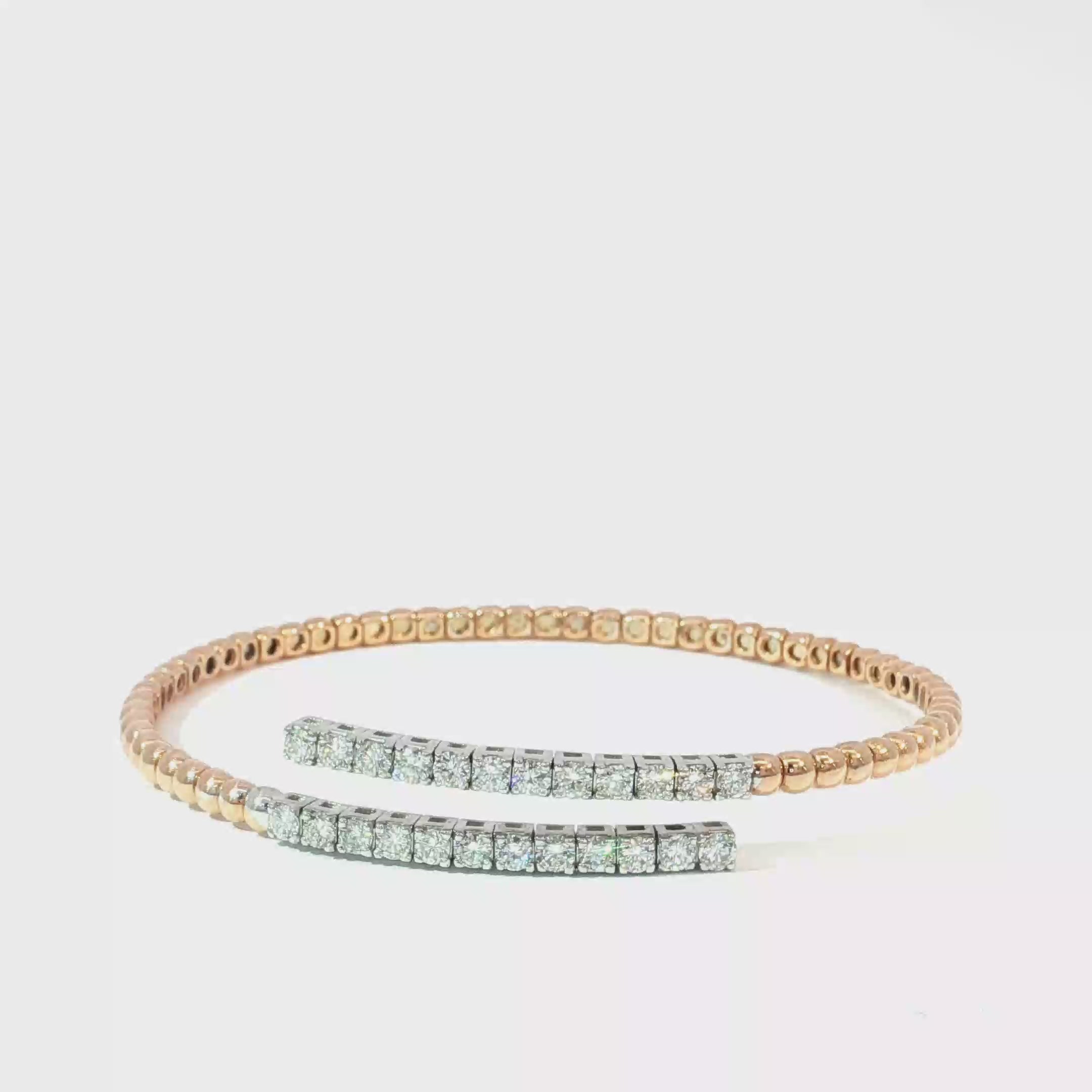 18K Rose Gold Diamond Stretch You & Me Bangle