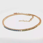 Multi color Sapphire Ombre Tennis Choker Necklace in 18k Rose Gold