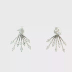 Marquise Diamond Radial Fan Dangle Earrings in White Gold