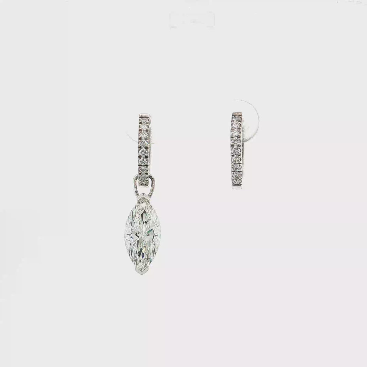 Interchangeable Marquise Lab Diamond Drop Earrings in 14K White Gold