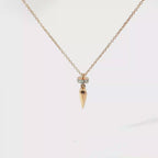 18K Rose Gold Diamond and Pointed Drop Pendant Necklace