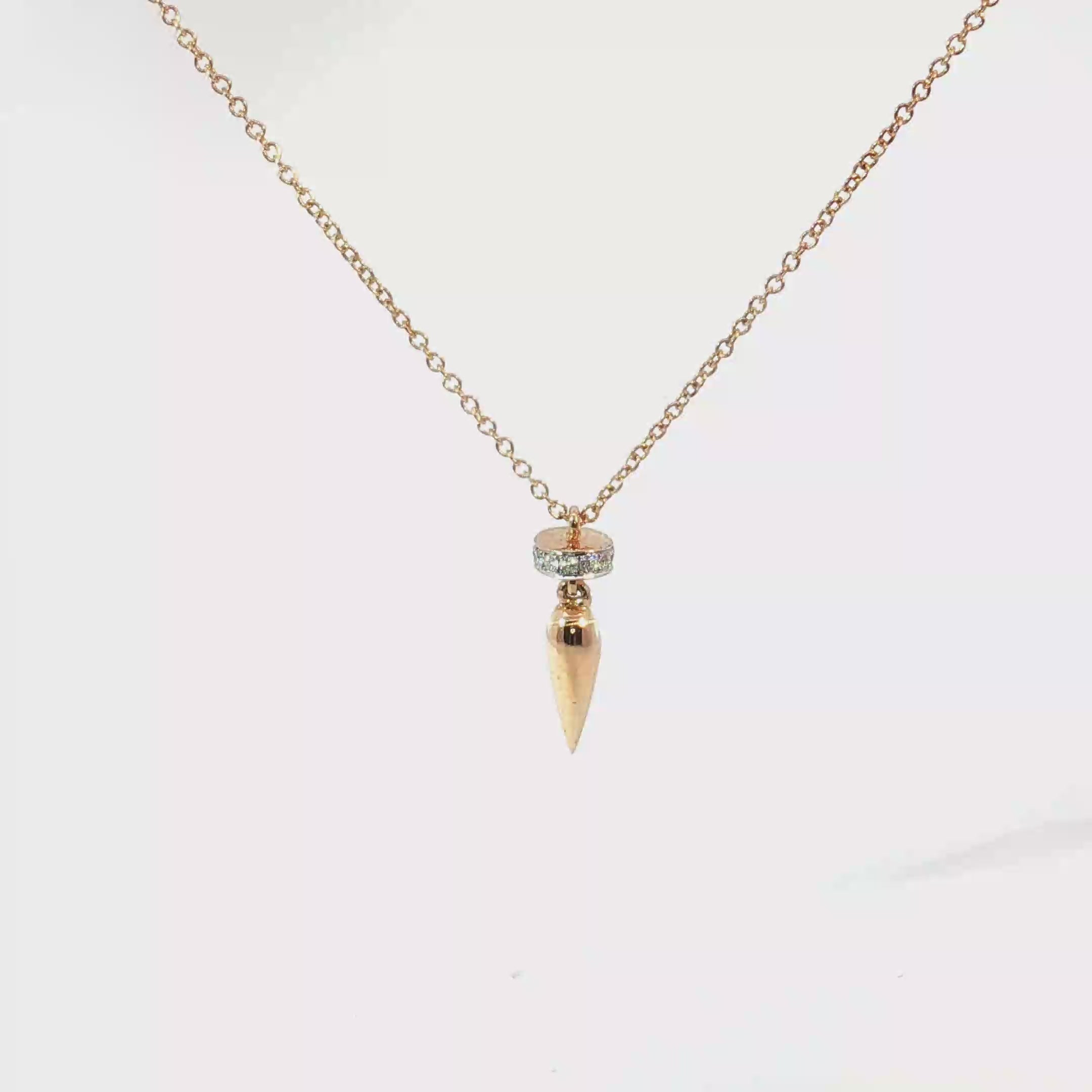 18K Rose Gold Diamond and Pointed Drop Pendant Necklace