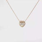 18K Rose Gold Diamond Heart Halo Pendant Necklace
