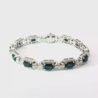 18K White Gold Deep Blue Sapphire Halo Link Convertible Necklace/Bracelet