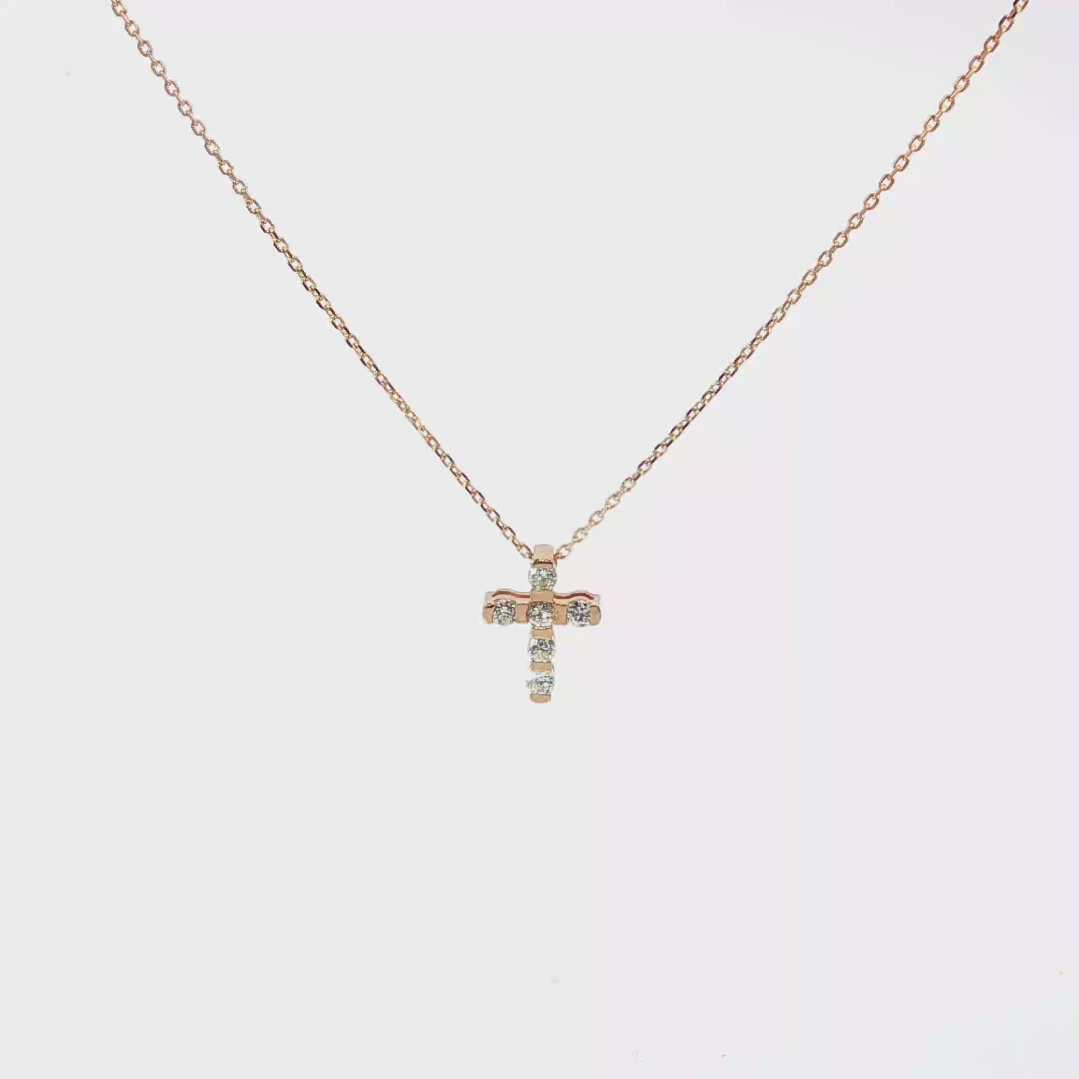 18K Rose Gold Cross Necklace
