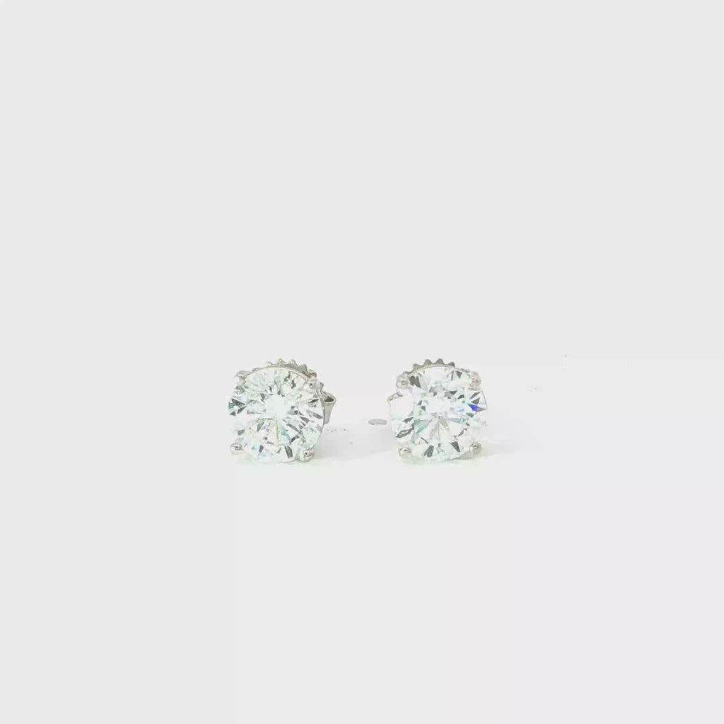 3 CTS Round Lab Diamond Stud Earrings in 14K White Gold
