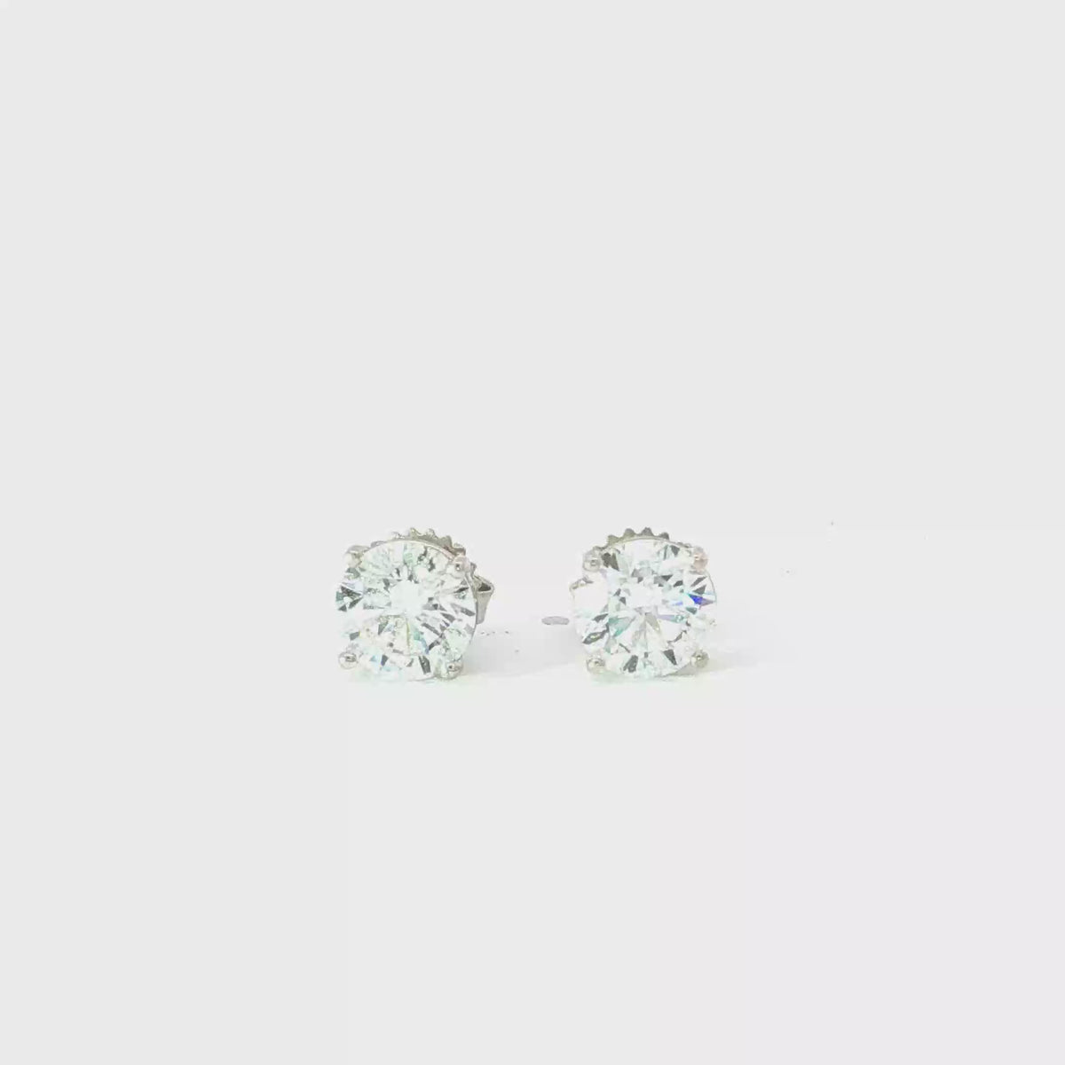 3 CTS Round Lab Diamond Stud Earrings in 14K White Gold