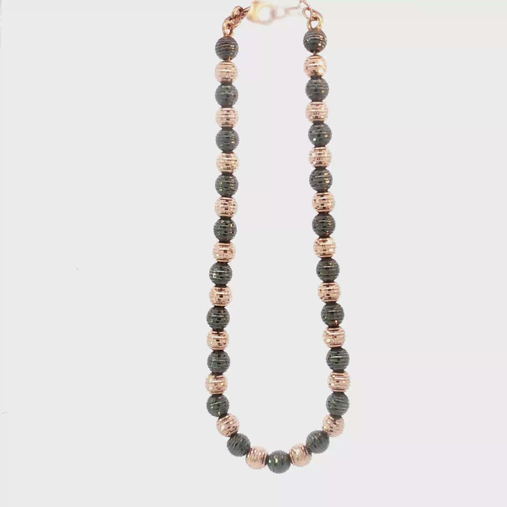 Textured Two-Tone 18K Rose and Black Gold Beaded Bracelet