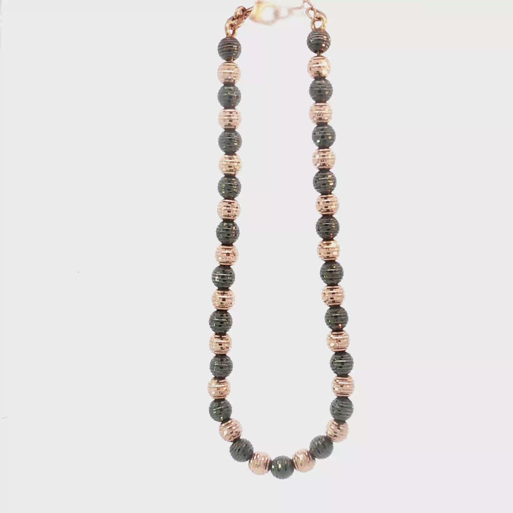 Textured Two-Tone 18K Rose and Black Gold Beaded Bracelet