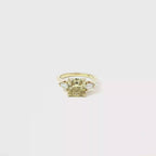 3 CT Fancy Yellow Cushion Lab Diamond Three-Stone Engagement Ring in Yellow Gold