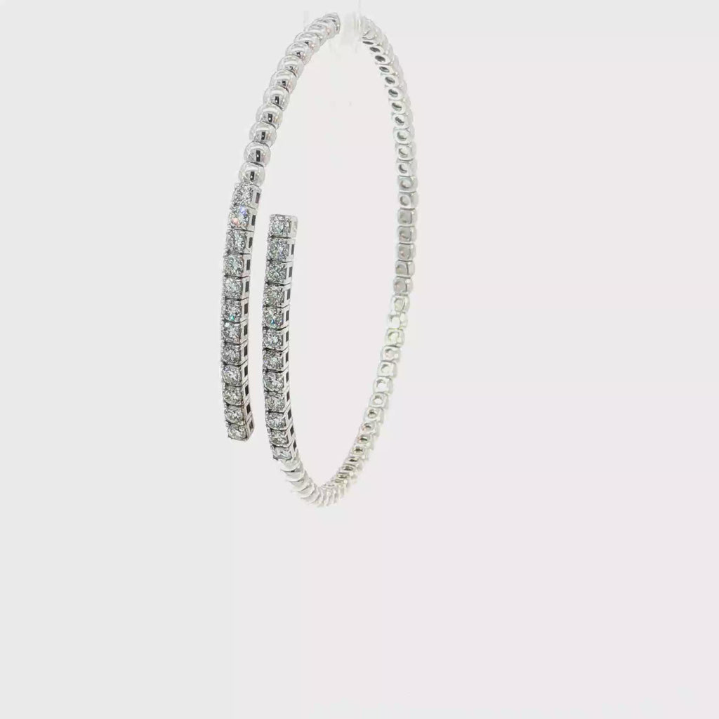 18K White Diamond Stretch You & Me Bangle