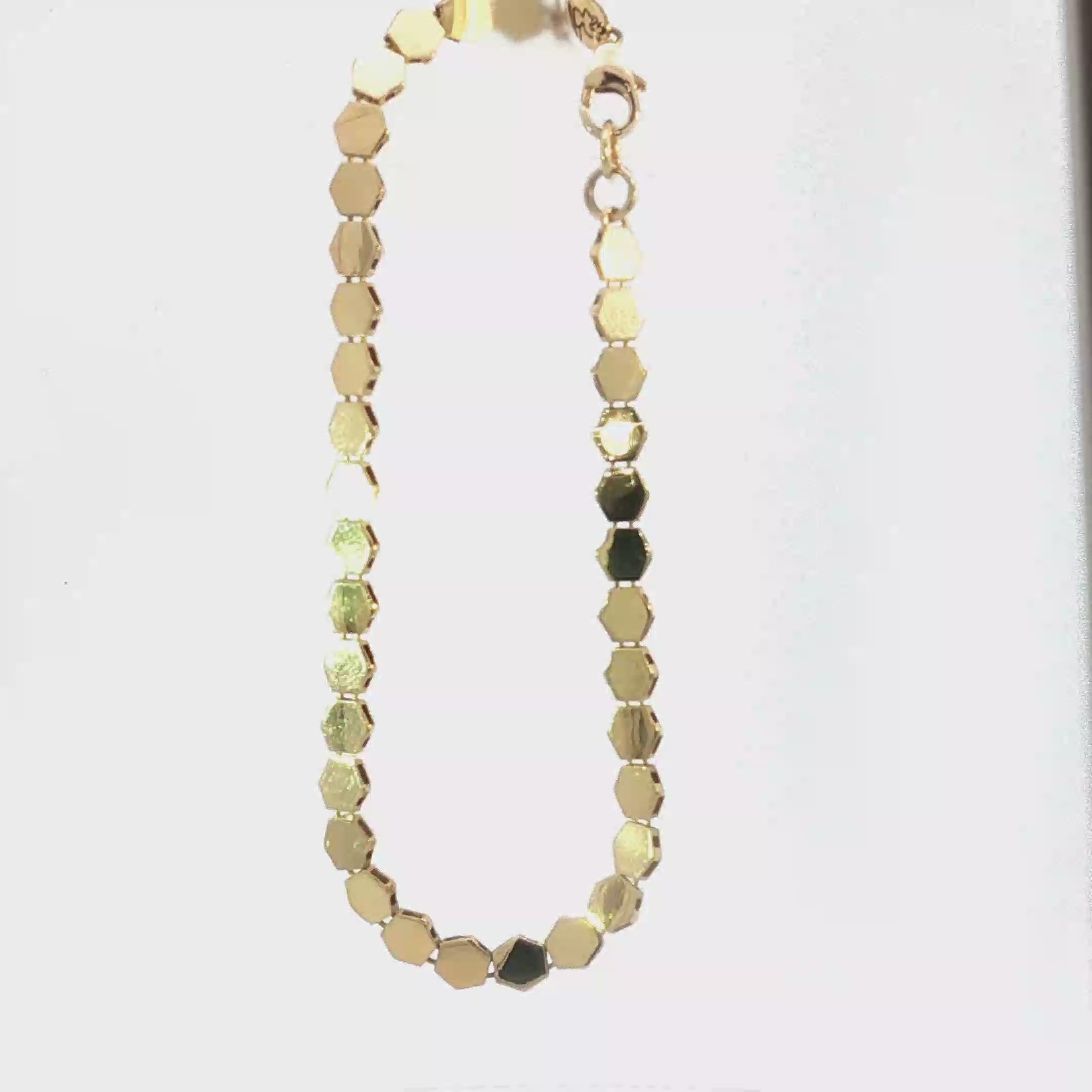18k Yellow Gold Hexagon Link Chain Bracelet