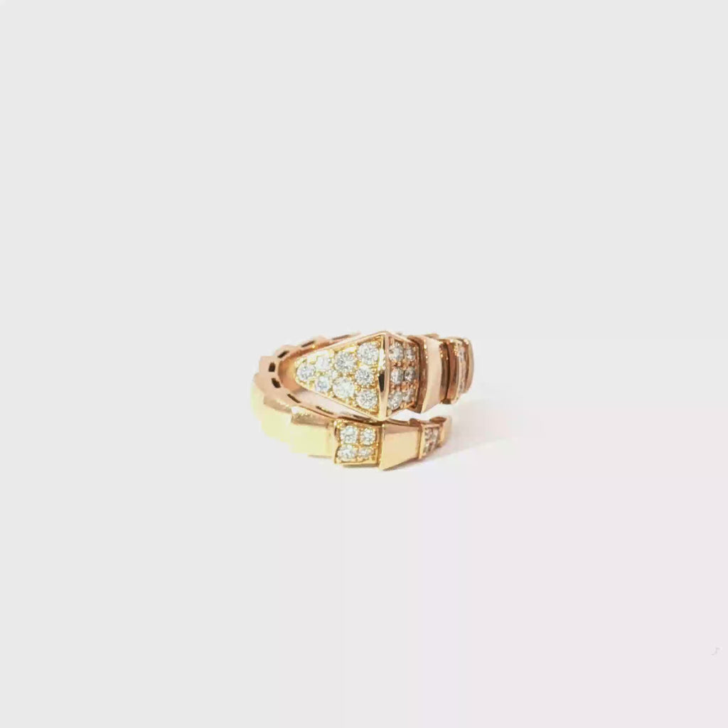 Rose Gold Diamond Pavé Bypass Snake Ring