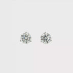 6 CTS Lab Diamond Stud Earrings in 14K White Gold Three-Prong Round Martini Set