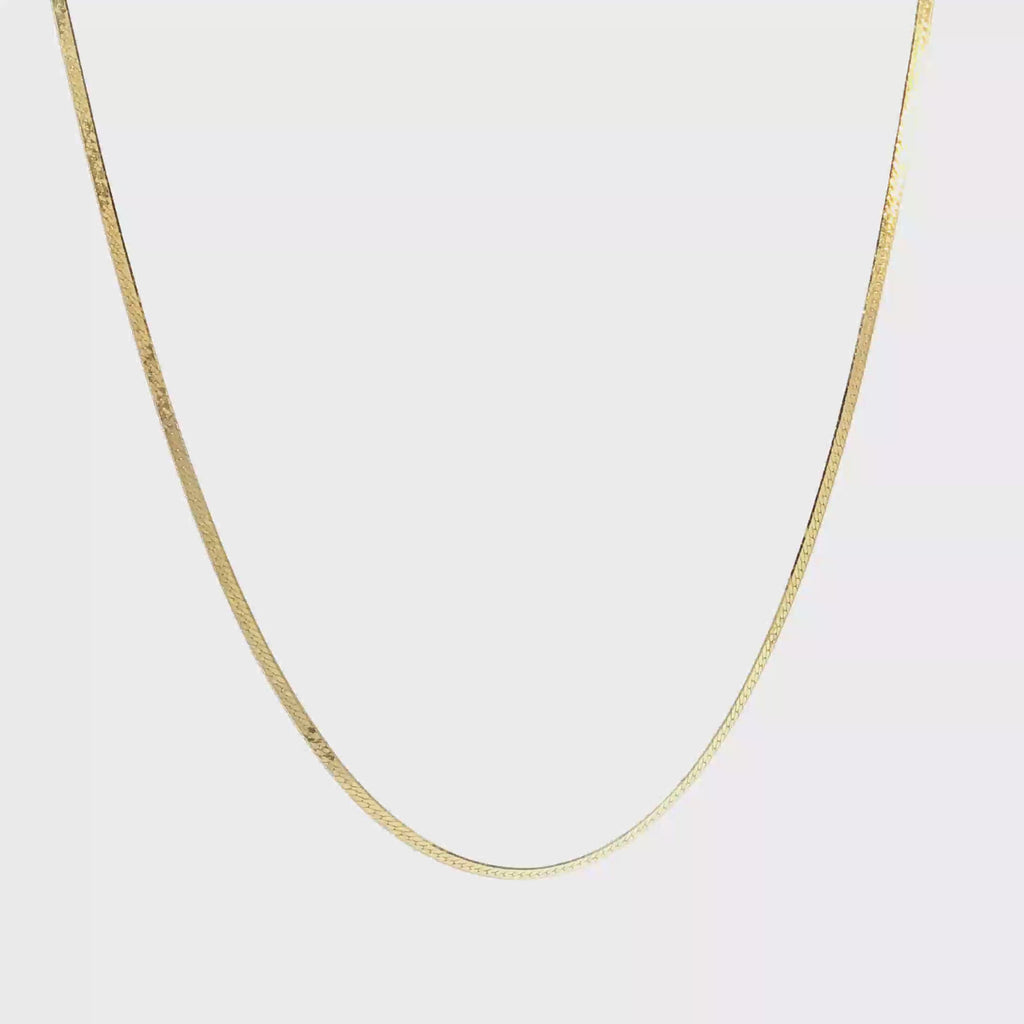 18K Yellow Gold Herringbone Chain Necklace
