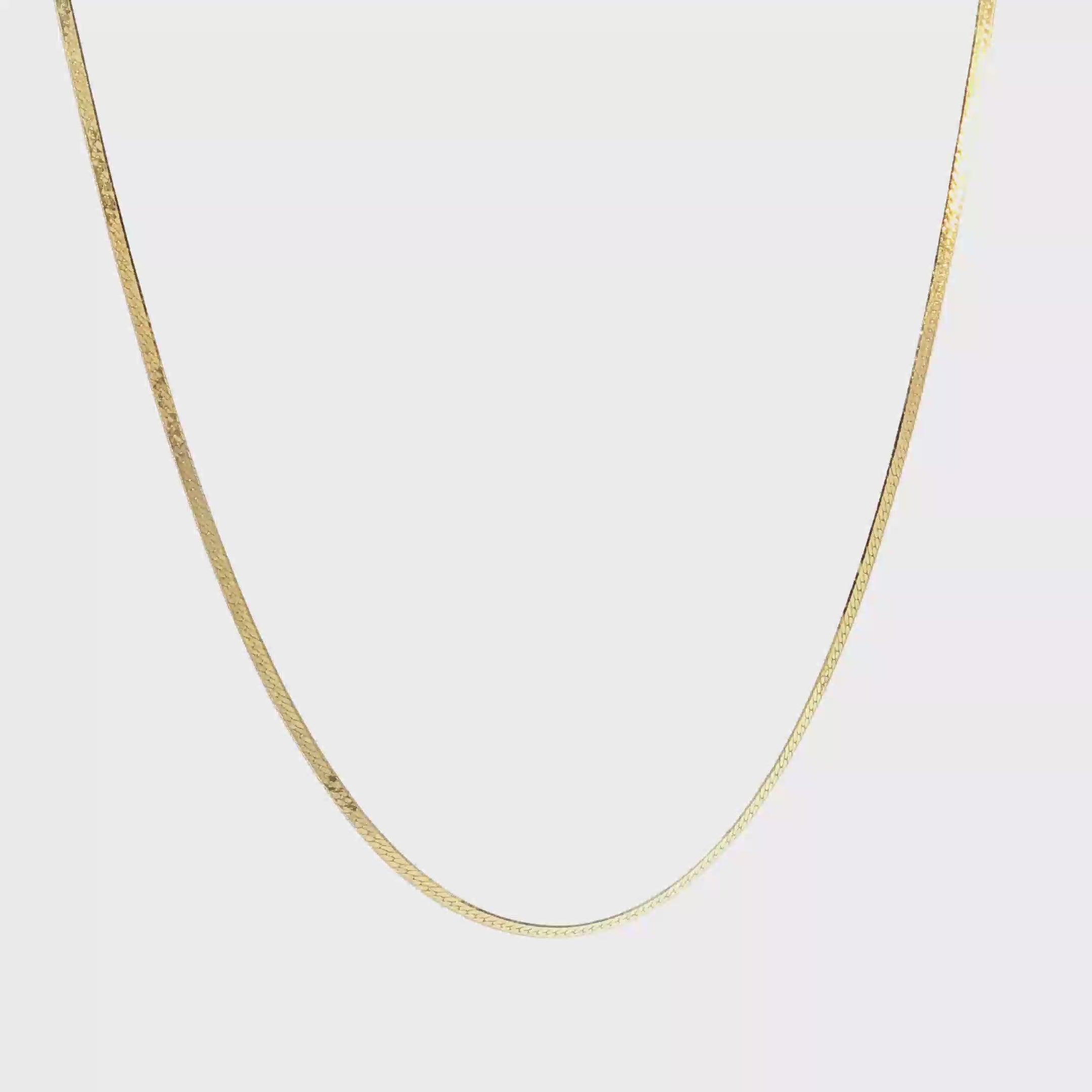 18K Yellow Gold Herringbone Chain Necklace
