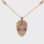 18K Rose Gold Snake Head Charm Necklace with Ruby Eyes