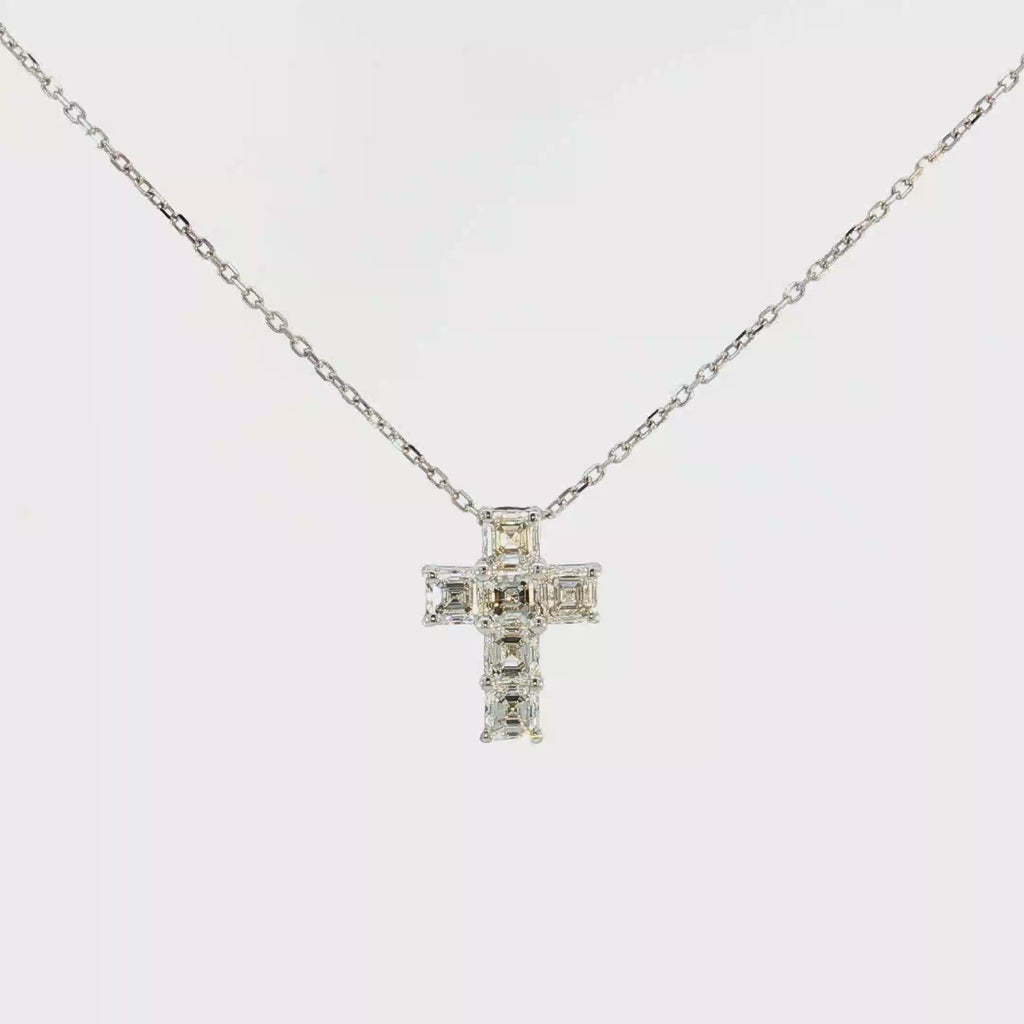 Diamond Cross Pendant Necklace in 18K White Gold