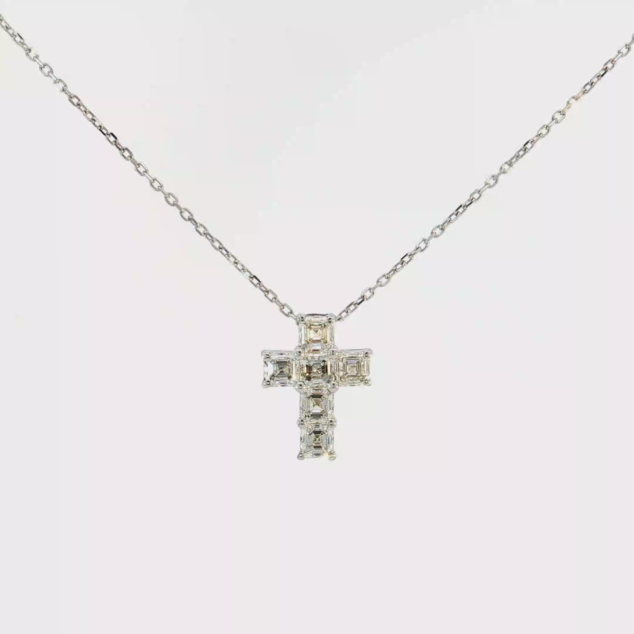 Diamond Cross Pendant Necklace in 18K White Gold