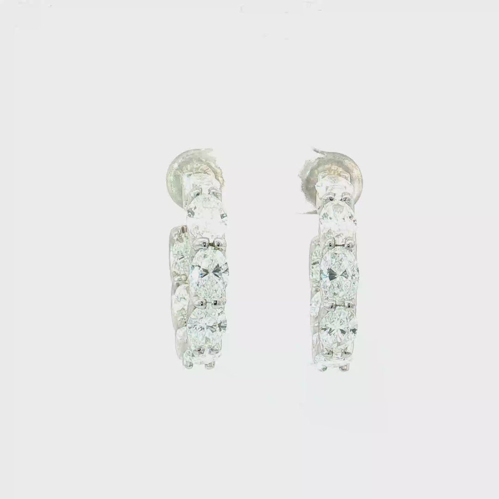 7.98 CTS Oval Cut Lab Diamond Hoop Earrings in 14K White Gold