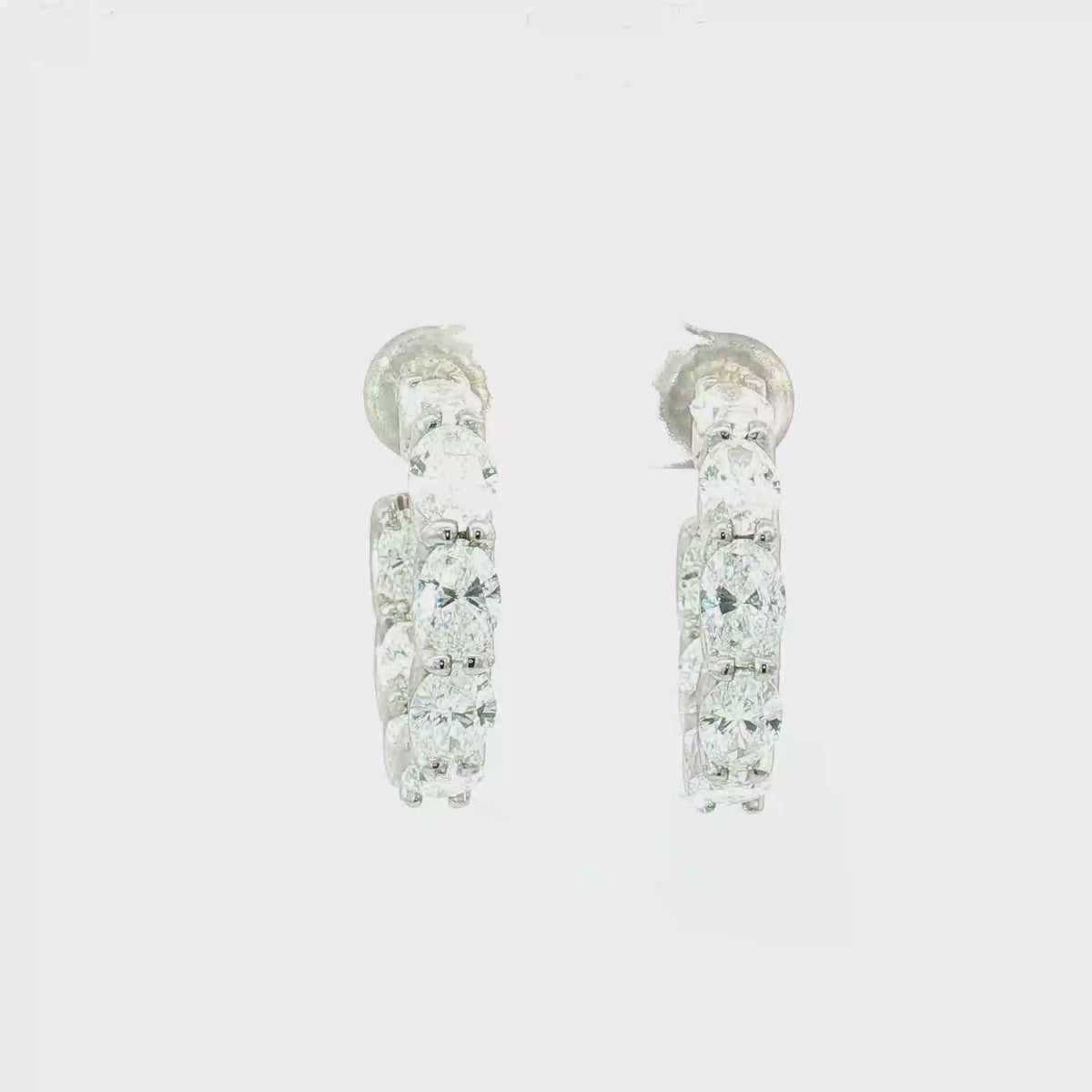 7.98 CTS Oval Cut Lab Diamond Hoop Earrings in 14K White Gold
