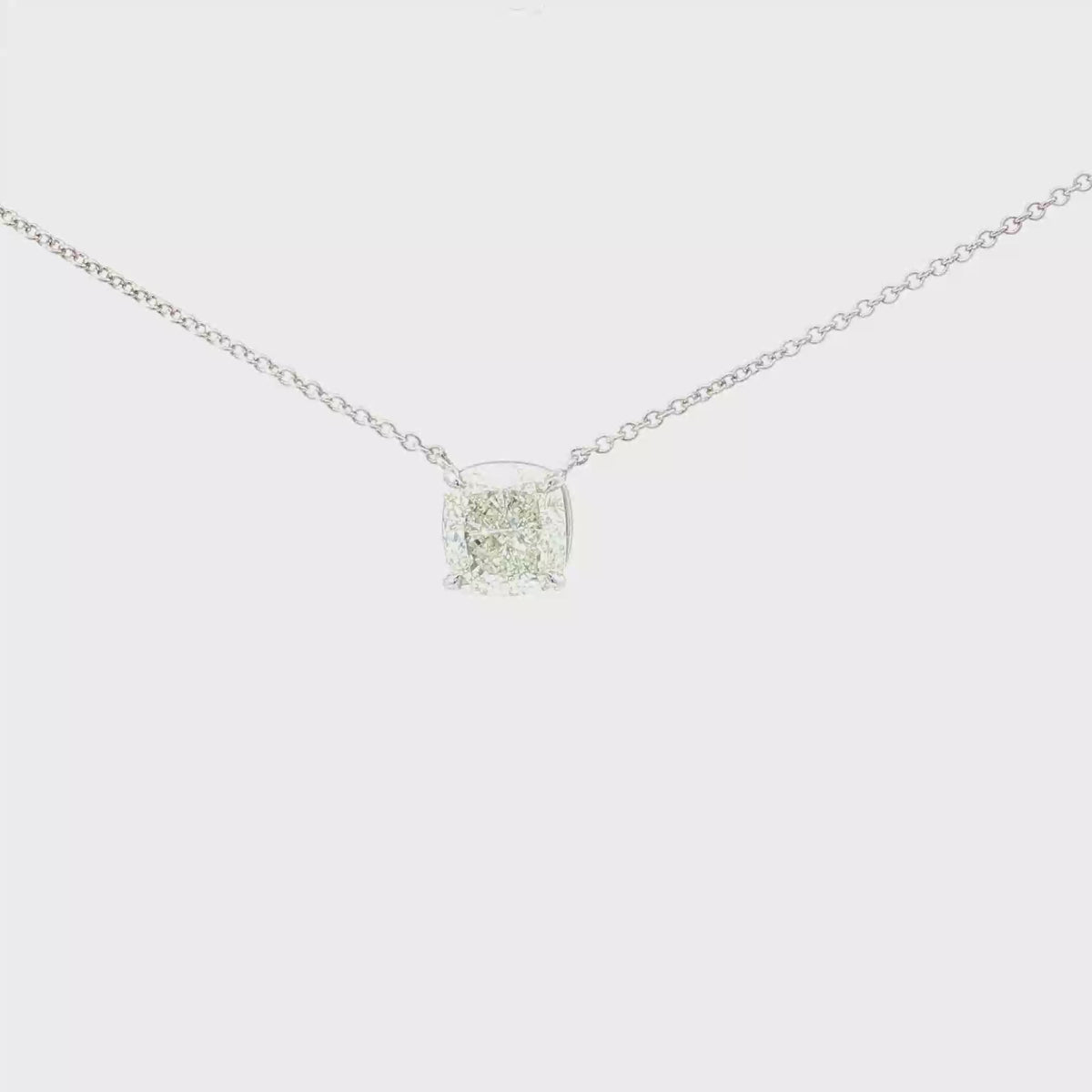5 CT Lab Diamond Cushion Solitaire Pendant Necklace in 14K White Gold