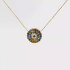 18K Yellow Gold Blue Sapphire Healing Aura Necklace