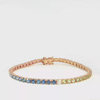 18K Rose Gold Multi-Color Sapphire and Diamond Tennis Bracelet
