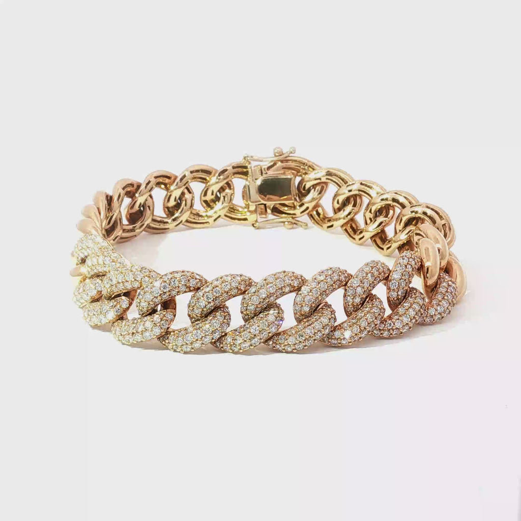 Diamond Pavé 18K Rose Gold Cuban Link Bracelet